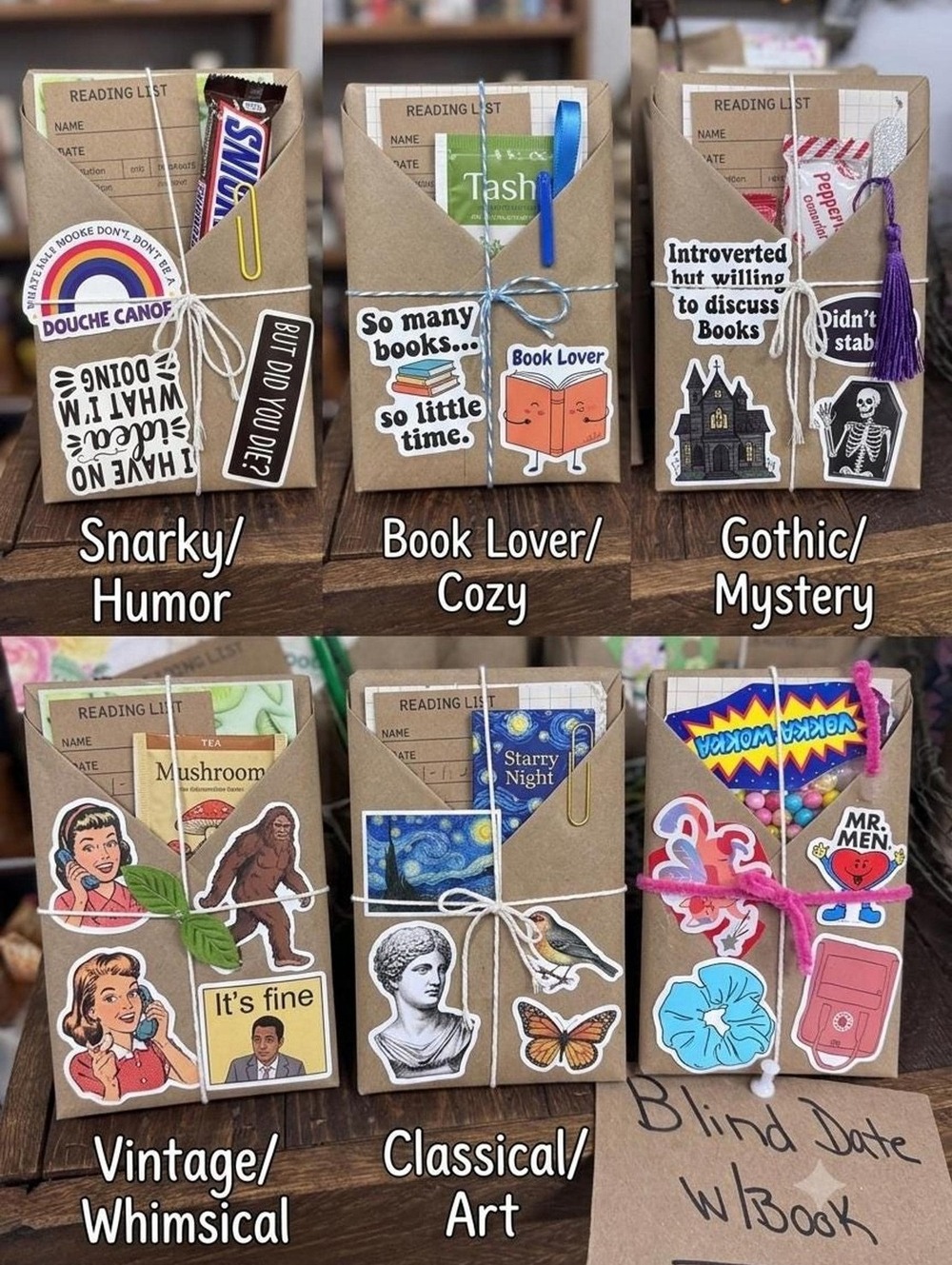 Blind Date With A Book Gift Box, Kraft Wrapped Book, Vintage Novel